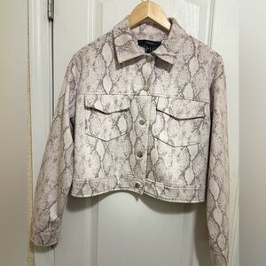 Forever 21 Beige Snakeskin Jean Jacket